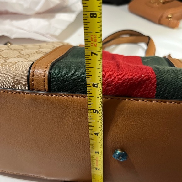 Gucci Beige and Brown Tote with Red and Green Stripe - Picture 10 of 12